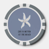 Strand Blauwe Witte Zeester Citaat Poker Chips (Voorkant)