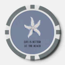 Strand Blauwe Witte Zeester Citaat Poker Chips