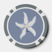 Strand Blauwe Witte Zeester Citaat Poker Chips (Achterkant)