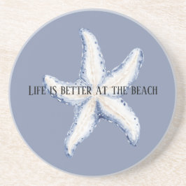 Strand Blauwe Witte Zeester Citaat Zandsteen Onderzetter