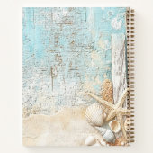 Strand blauwe zand zeester schelp bedrijfslogo notitieboek (Achterkant)