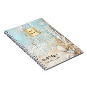 Strand blauwe zand zeester schelp bedrijfslogo notitieboek (Rechterzijde)