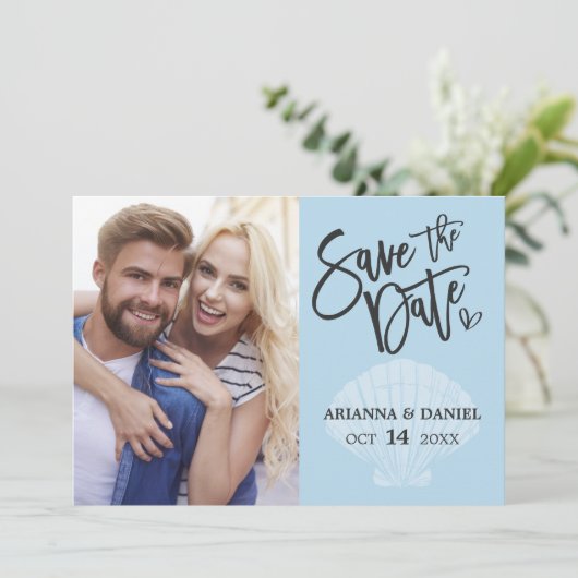 Strand Blauwe Zomer Save The Date (Staand voorkant)