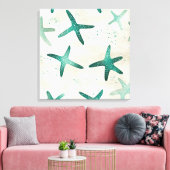  strand Blauwgroen Abstracte zeesterren kustkunst Canvas Afdruk (Insitu (Woonkamer))