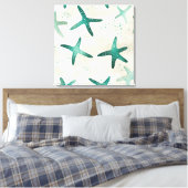  strand Blauwgroen Abstracte zeesterren kustkunst Canvas Afdruk (Insitu (Slaapkamer))