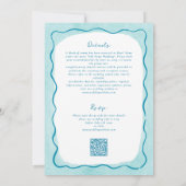 Strand Blauwgroen Hand getrokken QR RSVP All-in-On Kaart (Achterkant)