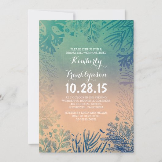 Strand Blauwgroen Oceaan Onderwater Vrijgezellenfe Kaart (Voorkant)