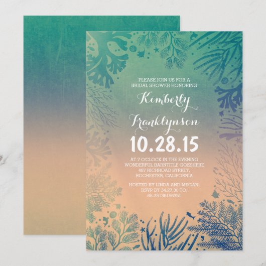 Strand Blauwgroen Oceaan Onderwater Vrijgezellenfe Kaart (Voorkant / Achterkant)