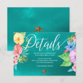 Strand blauwgroen tropische luau bruiloft gastende informatiekaartje (Voorkant / Achterkant)