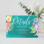 Strand blauwgroen tropische luau bruiloft gastende informatiekaartje (Staand voorkant)