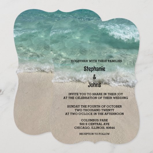 Strand Blauwgroen Turquoise Sandy Zee Ocean Foto b Kaart (Voorkant / Achterkant)