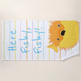 Strand blazen vis "Hier vissen, vissen" Strandlaken