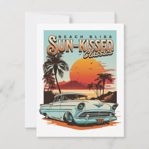Strand Bliss - Sun-Kissed Classic Cars Feestdagenkaart
