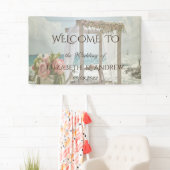 Strand Bloem Retro Boog Bruiloft Spandoek (Insitu)