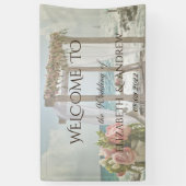 Strand Bloem Retro Boog Bruiloft Spandoek (Verticaal)