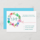 Strand Bloemen waterverf Hawaiian RSVP bruiloft (Voorkant / Achterkant)