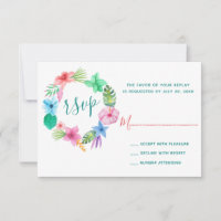 Strand Bloemen waterverf Hawaiian RSVP bruiloft