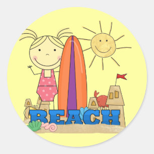STRAND - Blond Meisje Tshirts en geschenken Ronde Sticker