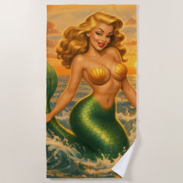 Strand Blonde Pin-Up Zeemeermin | Kust Zeemeermin- Strandlaken