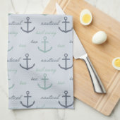 Strand Blue Ocean Nautisch Zee Ankers Theedoek (Quarter Fold)