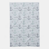 Strand Blue Ocean Nautisch Zee Ankers Theedoek (Verticaal)