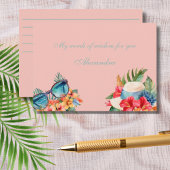Strand Blush Roze Bloemen Tropisch Vrijgezellenfee Informatiekaartje
