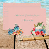 Strand Blush Roze Bloemen Tropisch Vrijgezellenfee Informatiekaartje