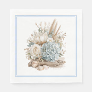 Strand Boho Blauwe Hortensia Papieren Servetten
