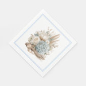 Strand Boho Blauwe Hortensia Papieren Servetten (Hoek)