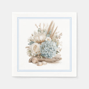 Strand Boho Blauwe Hydrangea Papieren Servetten