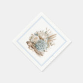 Strand Boho Blauwe Hydrangea Papieren Servetten (Hoek)