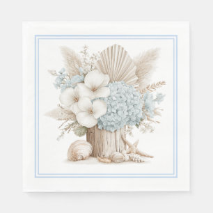 Strand Boho Blauwe Hydrangea Papieren Servetten