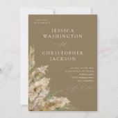 Strand Boho Pampas Grass Bruiloft V2- Taupe Kaart (Voorkant)