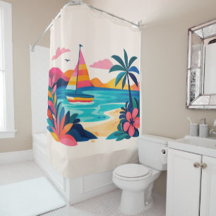 strand boho retro schatje douchegordijn