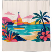 strand boho retro schatje douchegordijn (Voorkant)