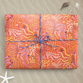Strand Boho Zeegras Oranje Cadeaupapier