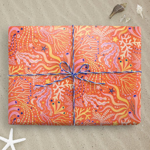 Strand Boho Zeegras Oranje Cadeaupapier