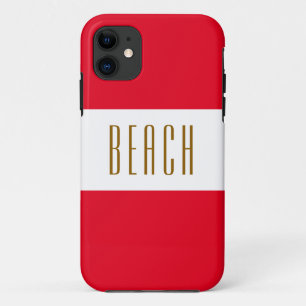 STRAND Bold Sportief Fun Helder Rood Witte Strepen Case-Mate iPhone Case