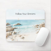 Strand Boot Oceaanzicht  Muismat (Met muis)