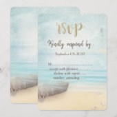 Strand Boot Vuurtoren RSVP Kaart (Voorkant / Achterkant)
