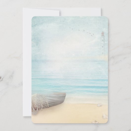 Strand Boot Vuurtoren RSVP Kaart (Achterkant)