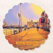 Strand Bordwalk Pop Art Kartonnen Onderzetters (Voorkant)