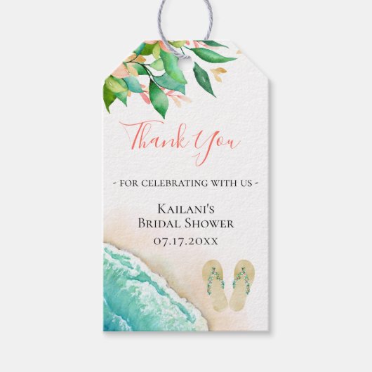 Strand Botanische Dank Je Wel Cadeaulabel (Voorkant)