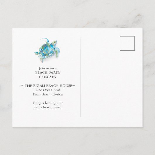 Strand Briefkaart Zomeruitnodiging (Achterkant)