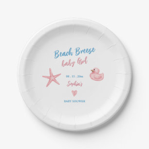 strand bries meisje roze baby shower papieren bord