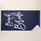 Strand Bruid Handdoek Met Ring Navyblauw (Voorkant)