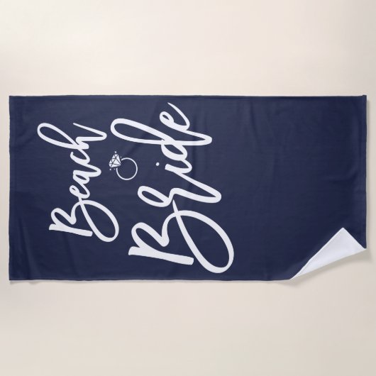 Strand Bruid Handdoek Met Ring Navyblauw (Voorkant)