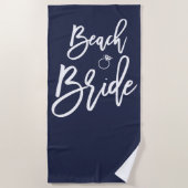 Strand Bruid Handdoek Met Ring Navyblauw (Voorkant)
