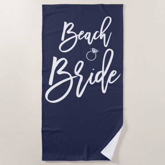 Strand Bruid Handdoek Met Ring Navyblauw (Voorkant)
