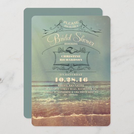 strand bruids douche uitnodigingen (Voorkant / Achterkant)